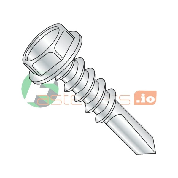 Newport Fasteners Self-Drilling Screw, #12 x 1 in, Zinc Plated Steel Flange Hex Head External Hex Drive, 4000 PK 382344 - main